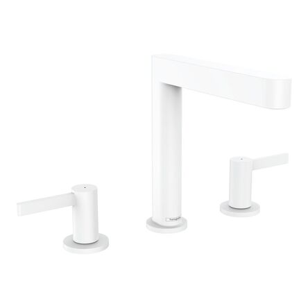 Змішувач для умивальника Hansgrohe Finoris 160 на 3 отвори з донним клапаном Push-Open, білий матовий (76034700)