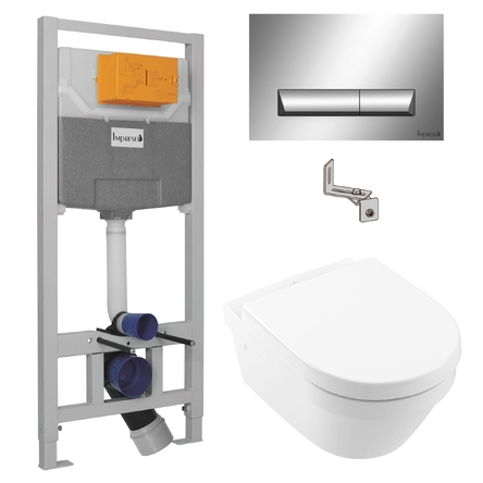 Villeroy&Boch Комплект: ARCHITECTURA Directflush унітаз підвісний 37 * 53см в кого з сид з функ Slow closing 4694HR01 + IMPRESE комплект інсталяції 3в1 - 4694HR01+i8120