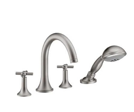 Hansgrohe Axor Terrano - смеситель на край ванны на 4 отверстия (крестики) сатинокс 37447810 - 37447810