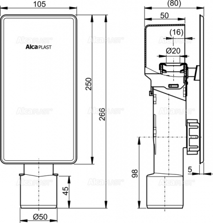 Alcaplast Сифон для сбора конденсата под штукатурку - AKS4