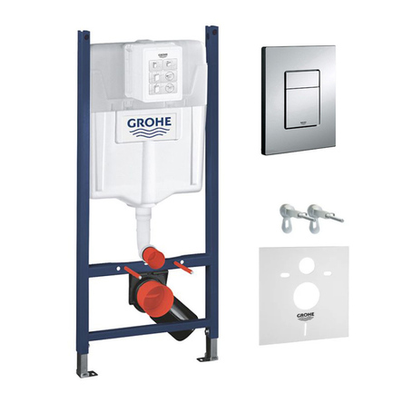 Система інсталяції для унітазу Grohe Rapid SL3 з клавішею змиву Grohe Skate Cosmopolitan, хром (3884000G + 38732000)