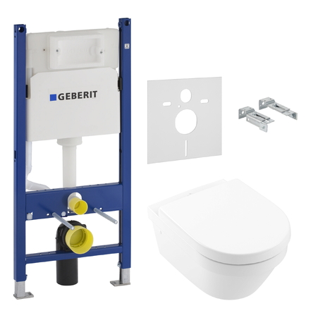 Villeroy&Boch Комплект:4694HR01 ARCHITECTURA NEW унитаз подвес 37*53см, DirectFlush, с сидением Slow closing+458.126.00.1 DUOFIX монт компл для подвес унитаза, Н112 - 4694HR01+458.126.00.1