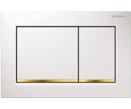 Geberit Sigma30 змивному клавіша, подвійний змив, білий / позолота / білий - 115.883.KK.1