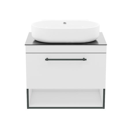 Imprese BLACK EDGE тумба подвесная 70см со столешницей 1 ящик, белая - f32117W(1)