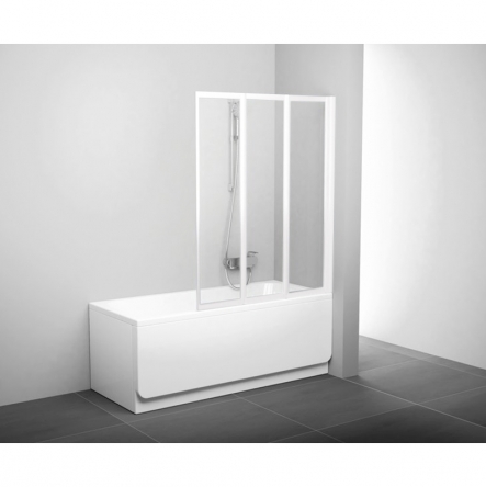 Ravak Штора д/ванни VS 3 115 transparent, Профіль білий, скло - 795S0100Z1