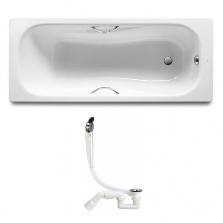 Roca Комплект: PRINCESS ванна 170*75см прямоугольная, с ручками + VIEGA SIMPLEX сифон для ванны - A220270001+311537