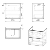 Imprese VALTICE комплект меблів 60см, білий: тумба підвісна, 2 ящики + умивальник накладний арт i11042A - f3202W