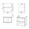 Imprese VALTICE комплект меблів 80см, сірий: тумба підвісна, 2 ящики + умивальник накладний арт i11042D - f3212G