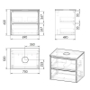 Imprese NETKA комплект меблів 70см, білий: тумба підвісна, зі стільницею, 2 ящики + умивальник накладний арт i11143 - f3271W