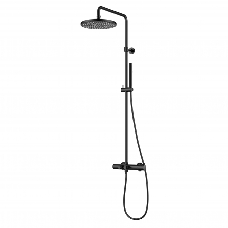 Imprese SMART CLICK система душова (термостат для душа, кнопки, вернній душ 255 мм коло латунь, ручний душ стік латунь 2 режими, шланг 180 см), чорний - ZMK101901212