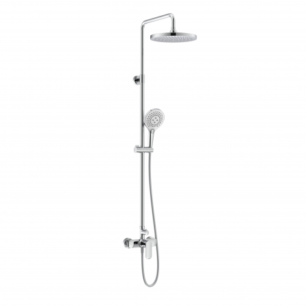 Imprese BILA DESNE система душова (змішувач для душа, верхній душ 255 мм ABS коло, ручний душ 130 мм 3 режими, шланг 170 см), білі кришки, хром - T-15262SR