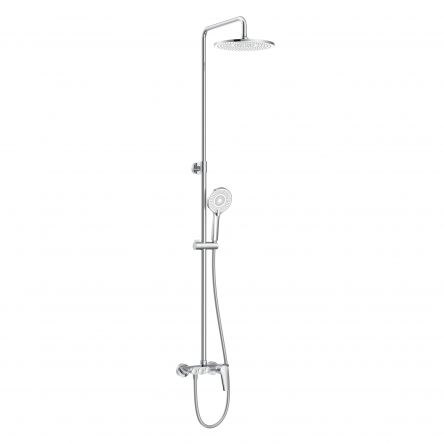 Imprese BILA DESNE система душова (змішувач для ванни, кнопки верхній душ 255 мм ABS коло, ручний душ 120 мм 3 режими, шланг 170 см) білі кришки, хром - T-10262SR